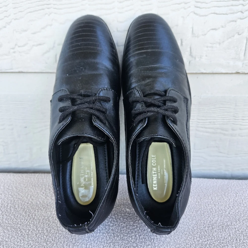 Kenneth Cole Straight Line Dress Oxford Shoe Black Youth SZ 1.5 Formal Tie